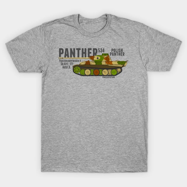 Panther Ausf D 534 Polish Panther Breda. T-Shirt by Panzerpicture